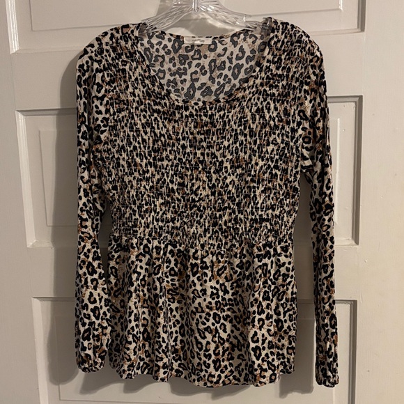 Maurices Animal Print Smocked Blouse - Picture 1 of 7